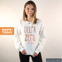 Load image into Gallery viewer, Delta Zeta Sweatshirt - Dee Zee (DZ) Cooper Crewneck Sweatshirt - Kite and Crest
