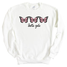 Load image into Gallery viewer, Delta Zeta Sweatshirt - Dee Zee (DZ) Three Butterflies Crewneck Sweatshirt - Kite and Crest
