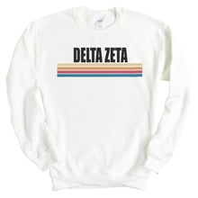 Load image into Gallery viewer, Delta Zeta Sweatshirt | DZ Colorful Stripes Crewneck Sweatshirt | Delta Zeta Sorority Gift Idea - Kite and Crest
