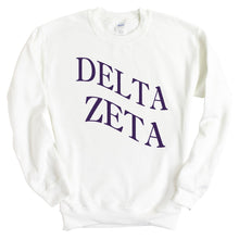 Load image into Gallery viewer, Delta Zeta Sweatshirt | DZ Large and Wavy Letters Crewneck Sweatshirt | Delta Zeta Sorority Gift Idea - Kite and Crest
