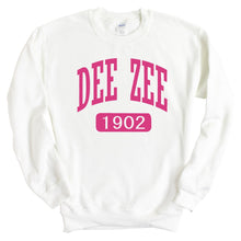 Load image into Gallery viewer, Delta Zeta Sweatshirt | DZ Large Established Crewneck Sweatshirt | Delta Zeta Sorority Gift Idea - Kite and Crest
