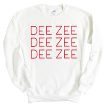 Load image into Gallery viewer, Delta Zeta Sweatshirt | DZ Red and Stacked Crewneck Sweatshirt | Delta Zeta Sorority Gift Idea - Kite and Crest
