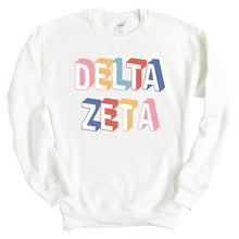 Load image into Gallery viewer, Delta Zeta Sweatshirt | DZ Retro Crewneck Sweatshirt | Delta Zeta Sorority Gift Idea - Kite and Crest
