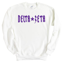 Load image into Gallery viewer, Delta Zeta Sweatshirt | DZ Rock Star Crewneck Sweatshirt | Delta Zeta Sorority Gift Idea - Kite and Crest
