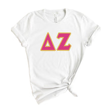 Load image into Gallery viewer, Delta Zeta T-shirt - Dee Zee (DZ) Cute Letters Tee - Kite and Crest
