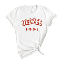 Load image into Gallery viewer, Delta Zeta T-shirt - Dee Zee (DZ) Red Arch Tee - Kite and Crest
