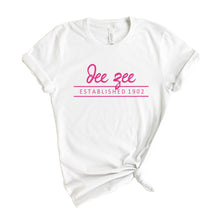 Load image into Gallery viewer, Delta Zeta T-Shirt | DZ Pink Established Shirt | Delta Zeta Sorority Gift Idea - Kite and Crest
