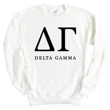 Load image into Gallery viewer, DG Delta Gamma Block Letter Sorority Crewneck Sweatshirt - Kite and Crest
