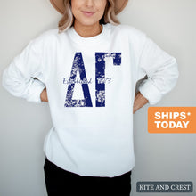 Load image into Gallery viewer, DG Delta Gamma Blue Floral Sorority Crewneck Sweatshirt - Kite and Crest
