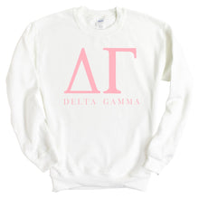 Load image into Gallery viewer, DG Delta Gamma Pink Letter Sorority Crewneck Sweatshirt - Kite and Crest
