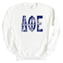 Load image into Gallery viewer, DPHIE Delta Phi Epsilon Blue Floral Sorority Crewneck Sweatshirt - Kite and Crest
