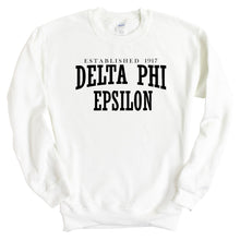 Load image into Gallery viewer, DPHIE Delta Phi Epsilon Established Sorority Crewneck Sweatshirt - Kite and Crest
