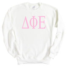 Load image into Gallery viewer, DPHIE Delta Phi Epsilon Very Pink Sorority Crewneck Sweatshirt - Kite and Crest
