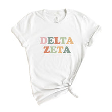 Load image into Gallery viewer, DZ Delta Zeta Bright and Colorful Sorority T-Shirt - Kite and Crest
