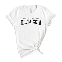 Load image into Gallery viewer, DZ Delta Zeta Established Sorority T-Shirt - Kite and Crest
