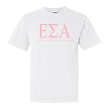 Load image into Gallery viewer, Epsilon Sigma Alpha Classic Pink Letters Comfort Colors T-Shirt - Kite and Crest
