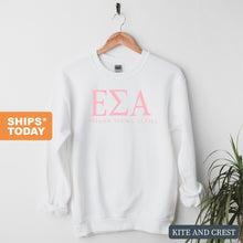 Load image into Gallery viewer, Epsilon Sigma Alpha Classic Pink Letters Sweatshirt - Fraternity Crewneck Sweatshirt - Kite and Crest
