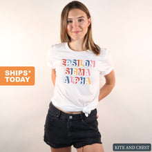 Load image into Gallery viewer, Epsilon Sigma Alpha Colorful 3D Comfort Colors T-Shirt - Kite and Crest
