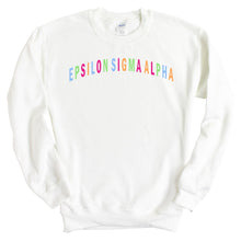 Load image into Gallery viewer, Epsilon Sigma Alpha Greek Rainbow Sweatshirt - Fraternity Crewneck Sweatshirt - Kite and Crest
