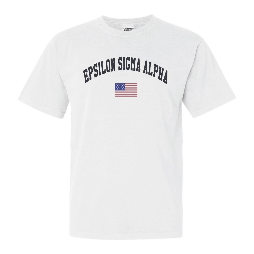 Epsilon Sigma Alpha Traditional Flag Comfort Colors T-Shirt - Kite and Crest