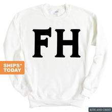 Load image into Gallery viewer, Farmhouse Basic Black Letters Sweatshirt - Fraternity Crewneck Sweatshirt - Kite and Crest
