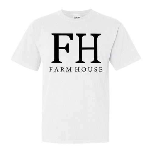 Farmhouse Block Letter Comfort Colors T-Shirt - Fraternity Tee - Kite and Crest
