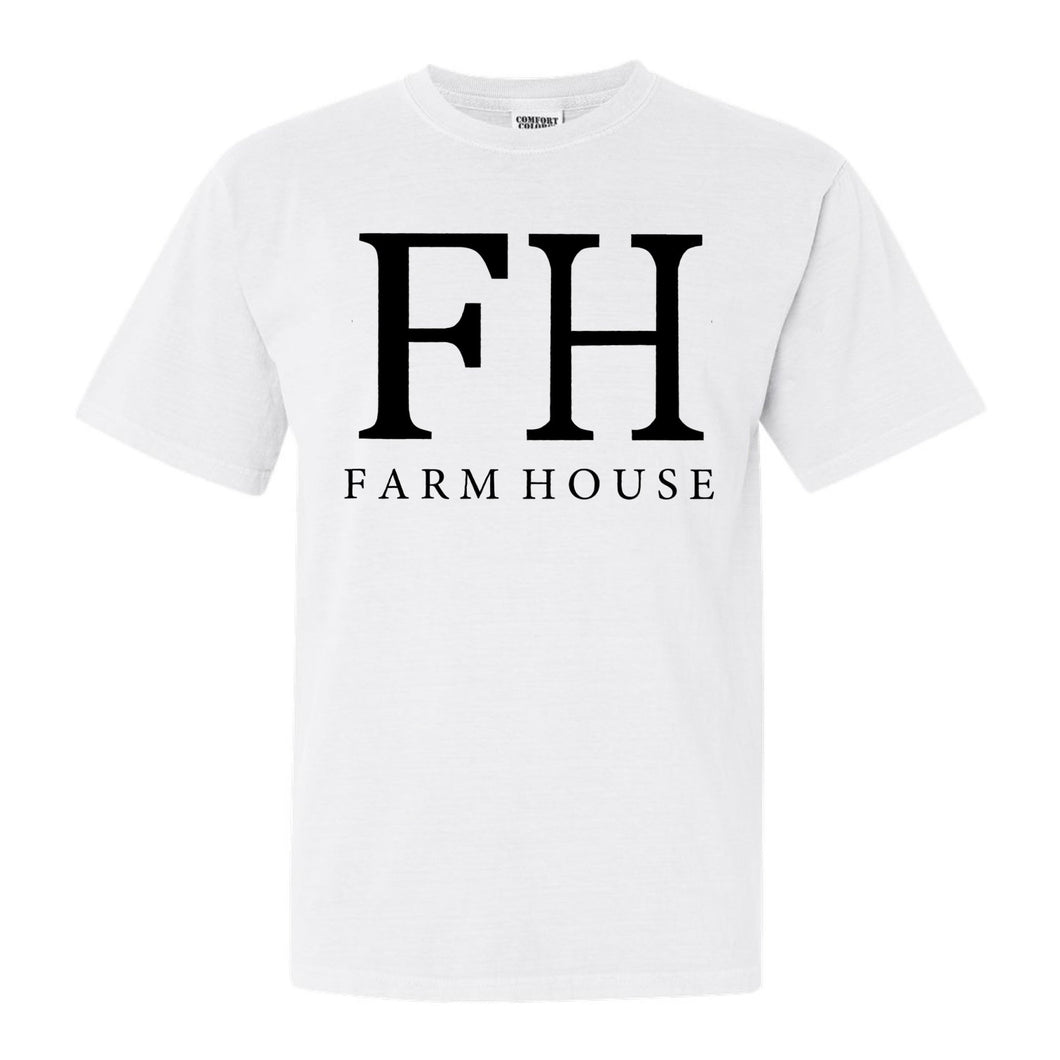 Farmhouse Block Letter Comfort Colors T-Shirt - Fraternity Tee - Kite and Crest