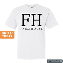 Load image into Gallery viewer, Farmhouse Block Letter Comfort Colors T-Shirt - Fraternity Tee - Kite and Crest
