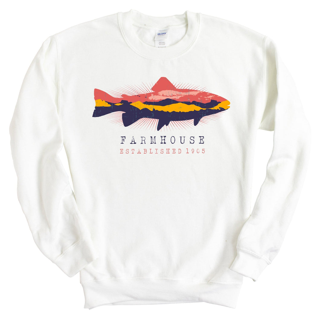 Farmhouse Fishing Sweatshirt - Fraternity Crewneck Sweatshirt - Kite and Crest