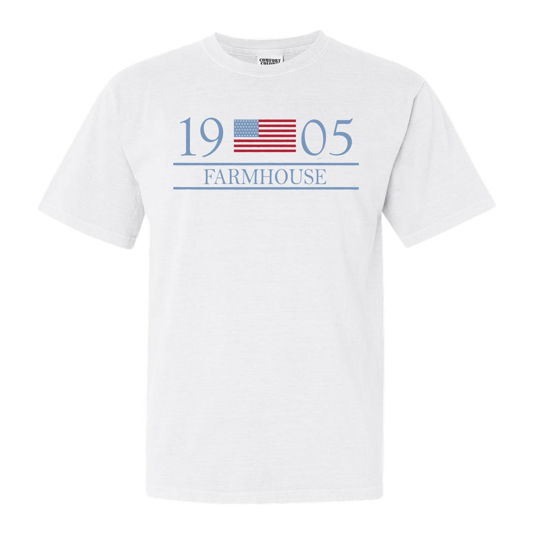 Farmhouse Flag Year Comfort Colors T-Shirt - Fraternity Tee - Kite and Crest