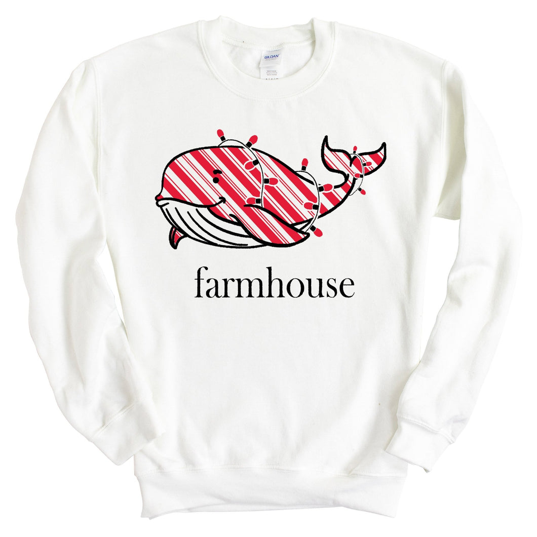 Farmhouse Red Whale Sweatshirt - Fraternity Crewneck Sweatshirt - Kite and Crest