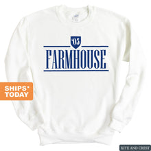 Load image into Gallery viewer, Farmhouse Shield Sweatshirt - Fraternity Crewneck Sweatshirt - Kite and Crest
