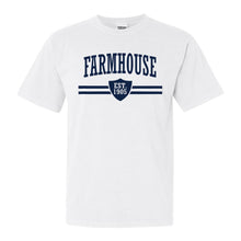 Load image into Gallery viewer, Farmhouse Striped Shield Comfort Colors T-Shirt - Fraternity Tee - Kite and Crest
