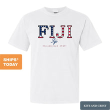 Load image into Gallery viewer, FIJI Comfort Colors T-Shirt - FIJI American Flag Letters Shirt - Kite and Crest
