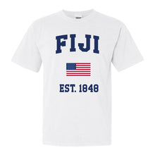 Load image into Gallery viewer, FIJI Comfort Colors T-Shirt - FIJI USA Flag Shirt - Kite and Crest
