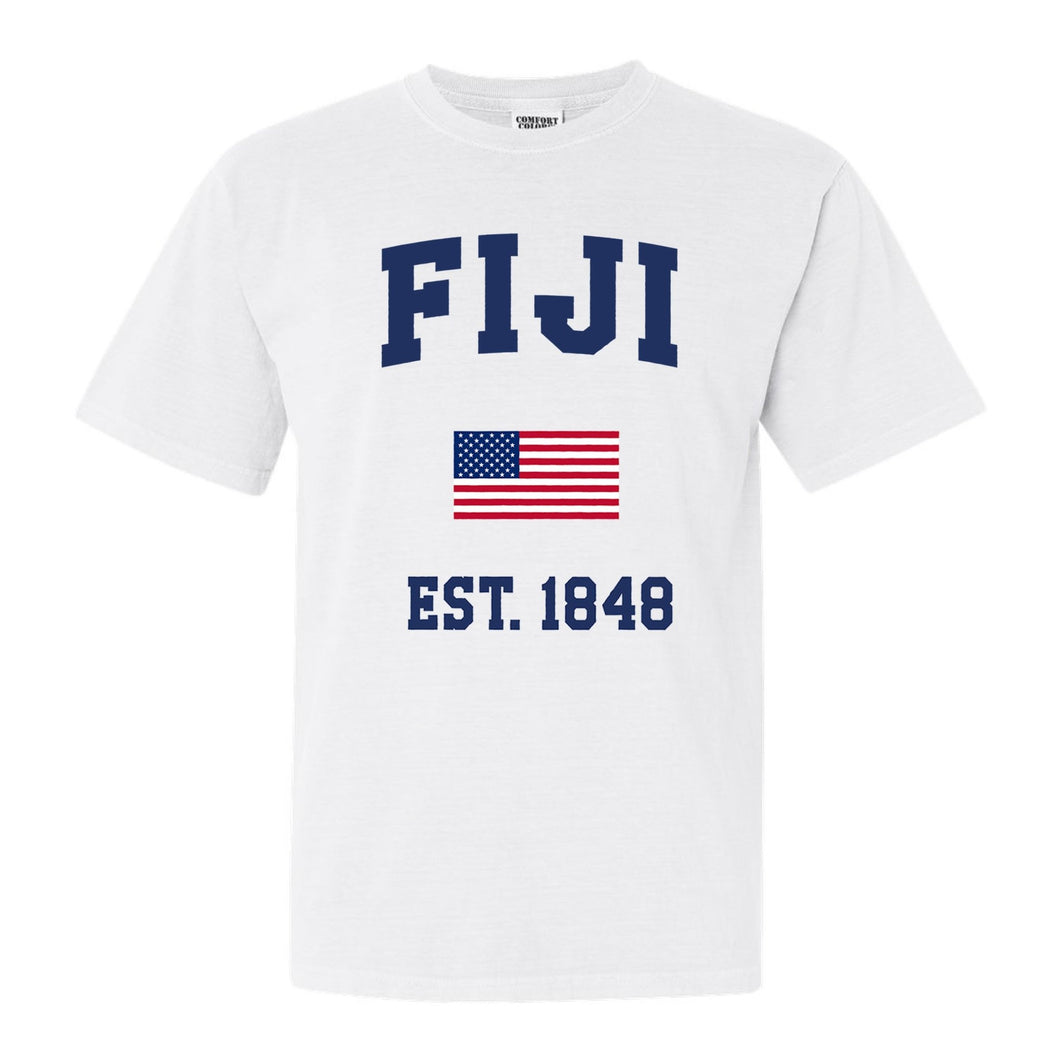 FIJI Comfort Colors T-Shirt - FIJI USA Flag Shirt - Kite and Crest