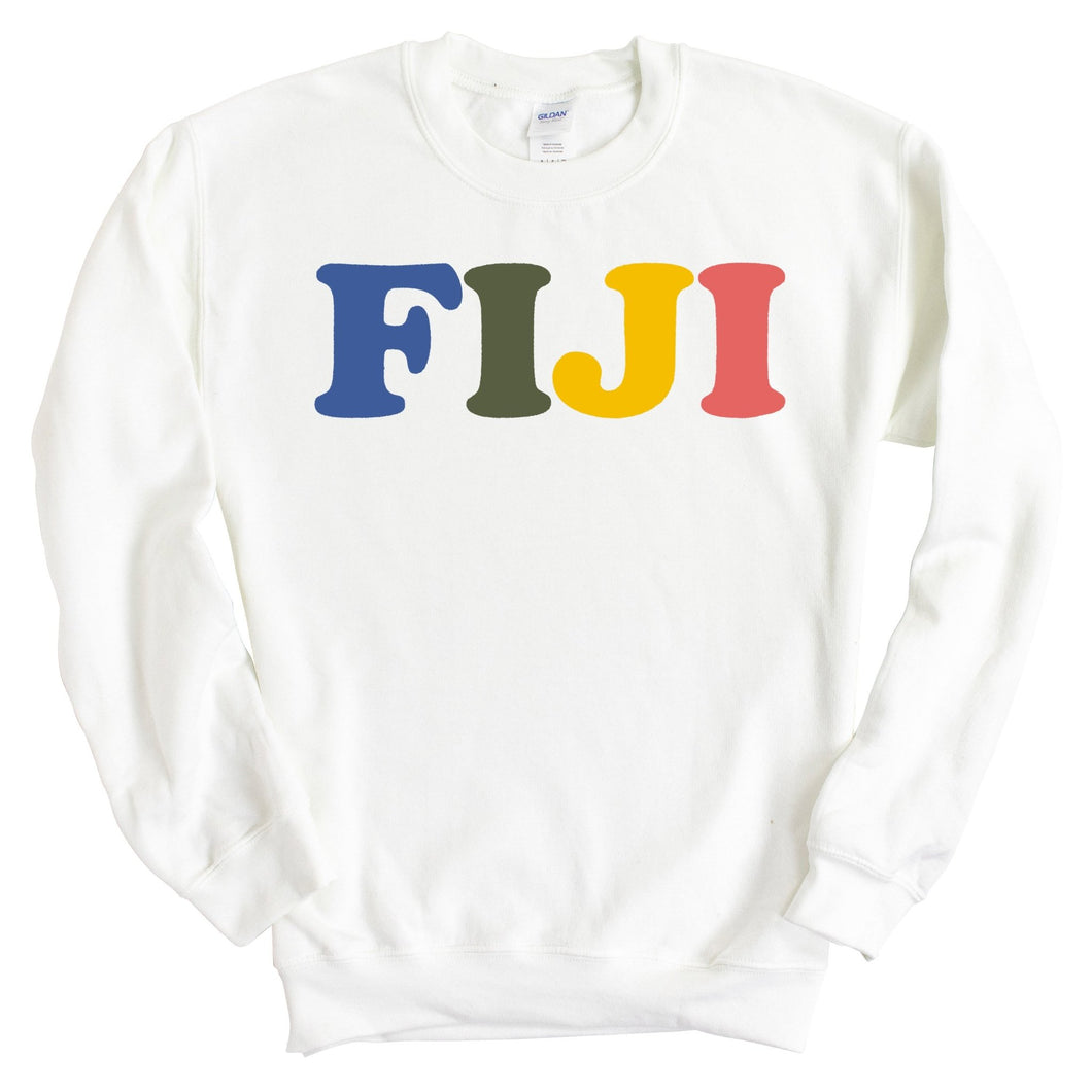 FIJI Sweatshirt - FIJI Retro Letters Crewneck Sweatshirt - Kite and Crest