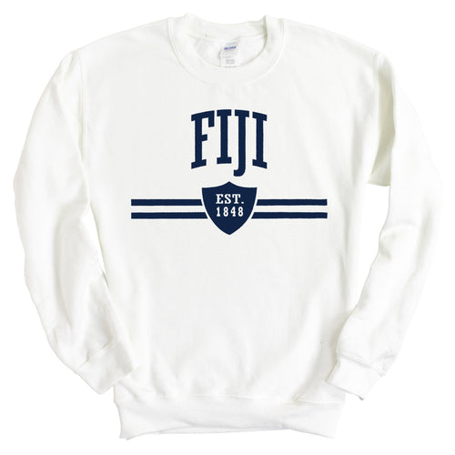 FIJI Sweatshirt - FIJI Striped Shield Crewneck Sweatshirt - Kite and Crest