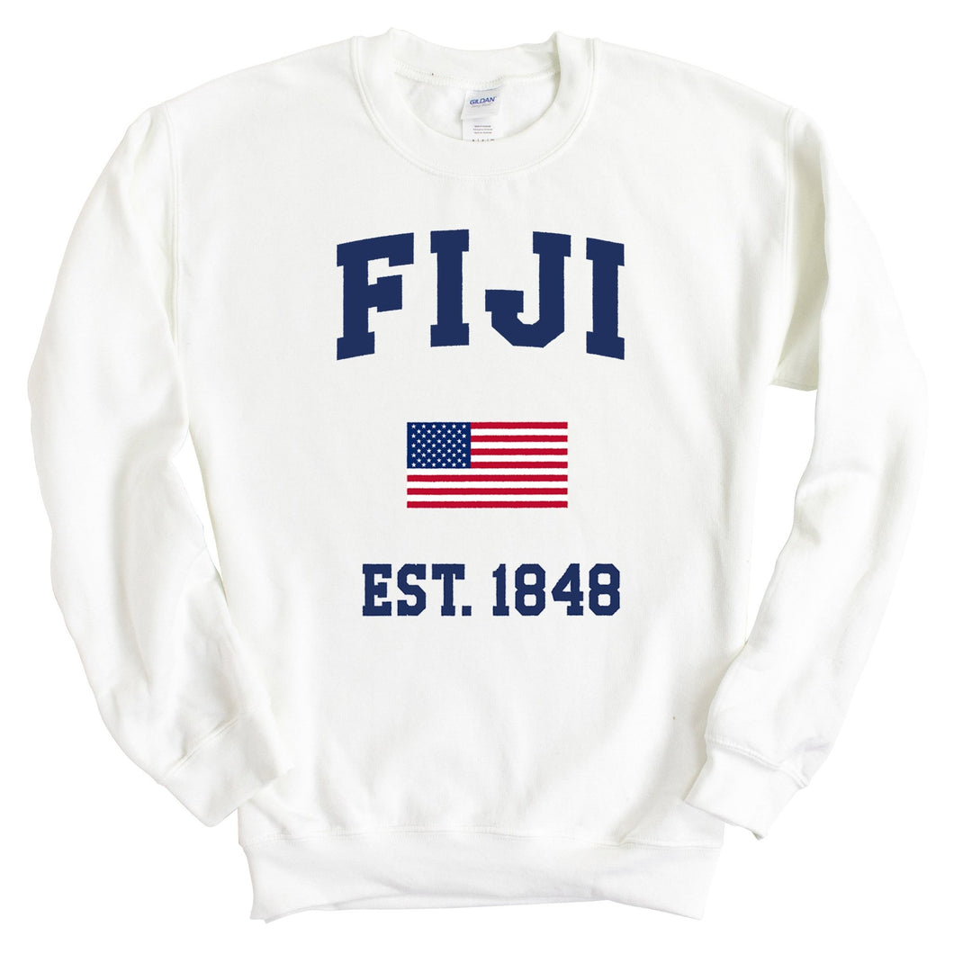 FIJI Sweatshirt - FIJI USA Flag Crewneck Sweatshirt - Kite and Crest