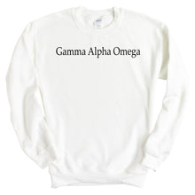 Load image into Gallery viewer, Gamma Alpha Omega Black Written Crewneck Sweatshirt - Kite and Crest
