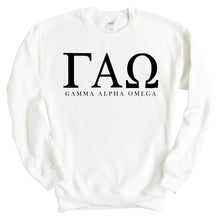 Load image into Gallery viewer, Gamma Alpha Omega Block Letter Crewneck Sweatshirt - Kite and Crest
