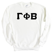 Load image into Gallery viewer, Gamma Phi Beta Sweatshirt | GPHI Basic Black Letters Crewneck Sweatshirt | Gamma Phi Beta Sorority Gift Idea - Kite and Crest
