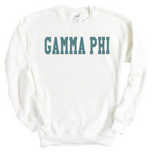 Load image into Gallery viewer, Gamma Phi Beta Sweatshirt - GPHI (Gamma Phi) Blue Retro Crewneck Sweatshirt - Kite and Crest
