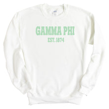 Load image into Gallery viewer, Gamma Phi Beta Sweatshirt - GPHI (Gamma Phi) Sporty Established Crewneck Sweatshirt - Kite and Crest
