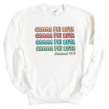 Load image into Gallery viewer, Gamma Phi Beta Sweatshirt - GPHI (Gamma Phi) Stencil Crewneck Sweatshirt - Kite and Crest
