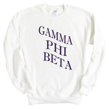 Load image into Gallery viewer, Gamma Phi Beta Sweatshirt | GPHI Large and Wavy Letters Crewneck Sweatshirt | Gamma Phi Beta Sorority Gift Idea - Kite and Crest
