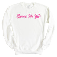 Load image into Gallery viewer, Gamma Phi Beta Sweatshirt | GPHI Neon Pink Colored Crewneck Sweatshirt | Gamma Phi Beta Sorority Gift Idea - Kite and Crest
