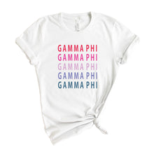 Load image into Gallery viewer, Gamma Phi Beta T-shirt - Gamma Phi (GPHI) Bright and Stacked Tee - Kite and Crest
