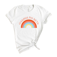 Load image into Gallery viewer, Gamma Phi Beta T-shirt - Gamma Phi (GPHI) Colorful Rainbow Tee - Kite and Crest
