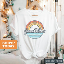 Load image into Gallery viewer, Gamma Phi Beta T-shirt - Gamma Phi (GPHI) Wavy Rainbow Tee - Kite and Crest
